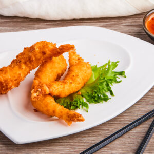 43. Innbakt scampi